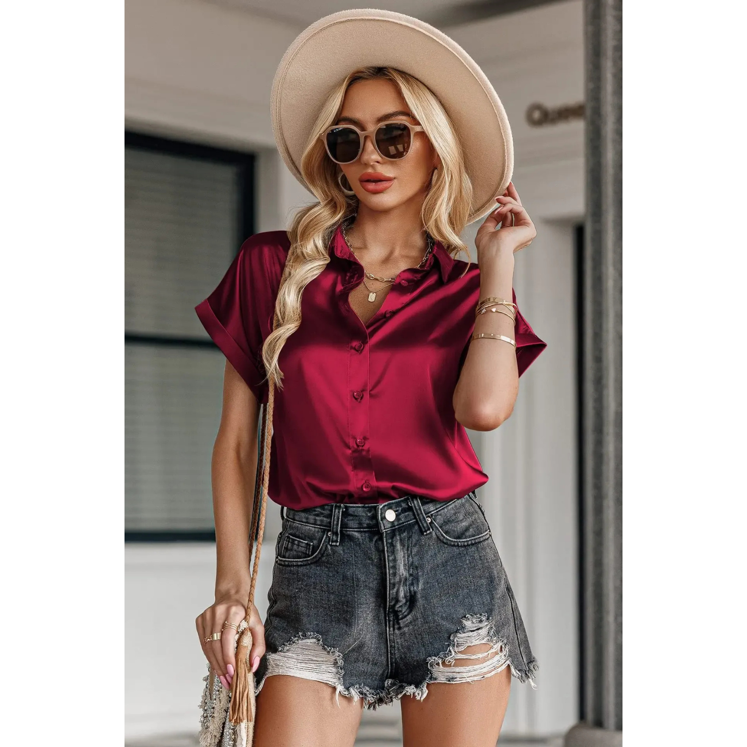 Elise Satin Everyday Blouse