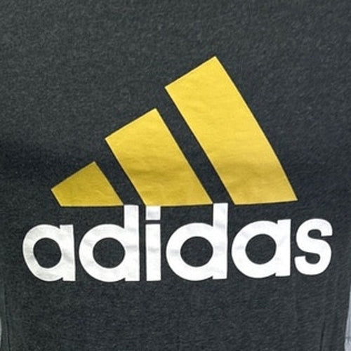 Adidas Logo Mens Small Black Gold PolyCotton Short Sleeve Crew Neck Tee Shirt