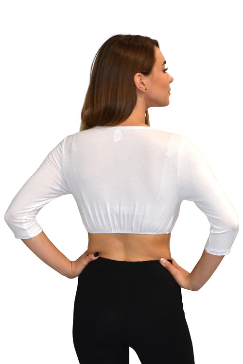 3/4 Sleeve Cropped Layering Shell in Viscose Spandex - Women's and Plus Sizes