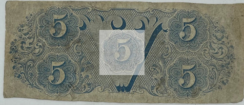 1863 Confederate States of America 5 Dollars