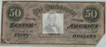 1865 Confederate States of America 50 Dollars P-70 AU, Banknote