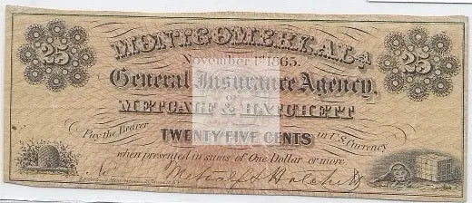 1865 RARE AU 25 Cent Metcalf & Hatchett Montgomery, AL