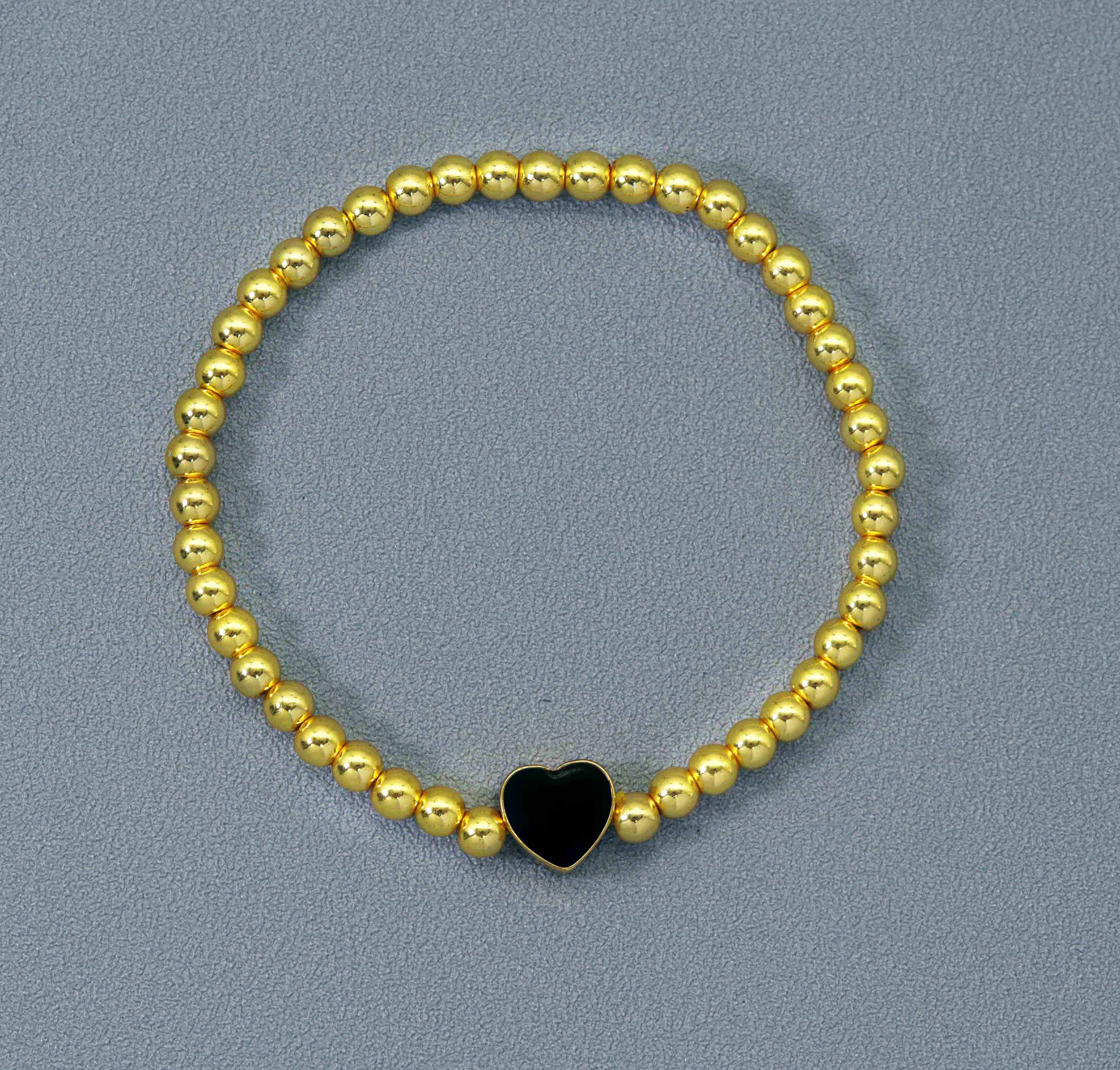 4mm Gold Hematite Heart bracelet, sku#EF149
