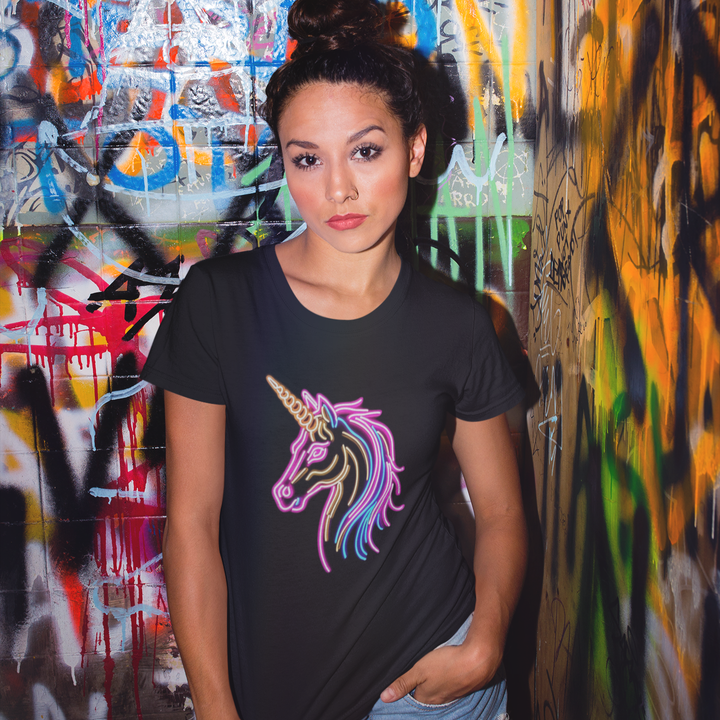 Unicorn Neon Graphic T-Shirt - Magical Tee for Festival & Everyday Wear