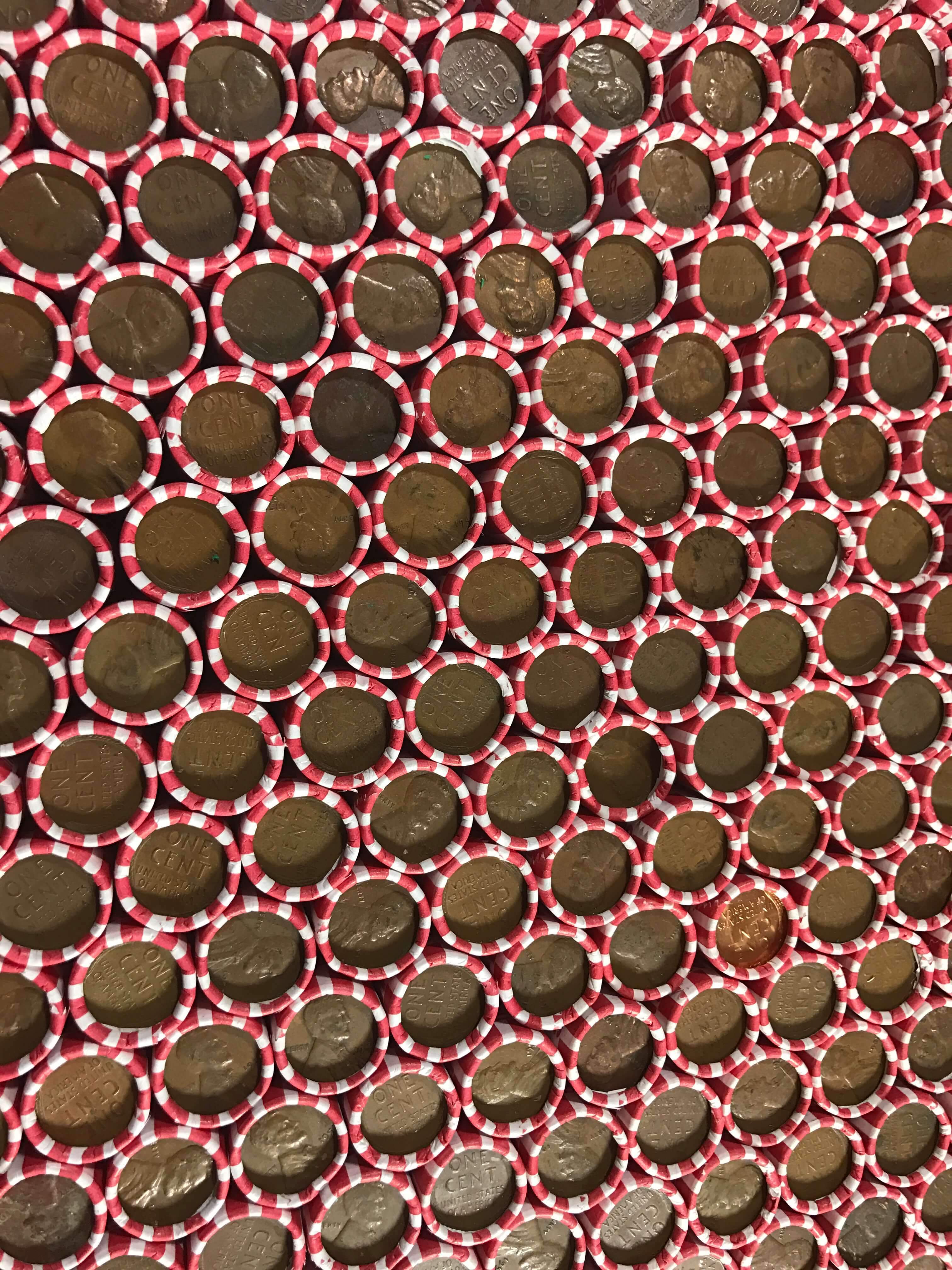 TIGHTLY CRIMPED WHITE BANK WRAPPED ROLLS OF OLD WHEAT PENNIES