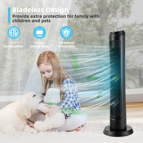 40 Inch Tower Fan with Remote 75Àö Oscillating Fan with 3 Wind Modes and 4 Wind Speeds-Black