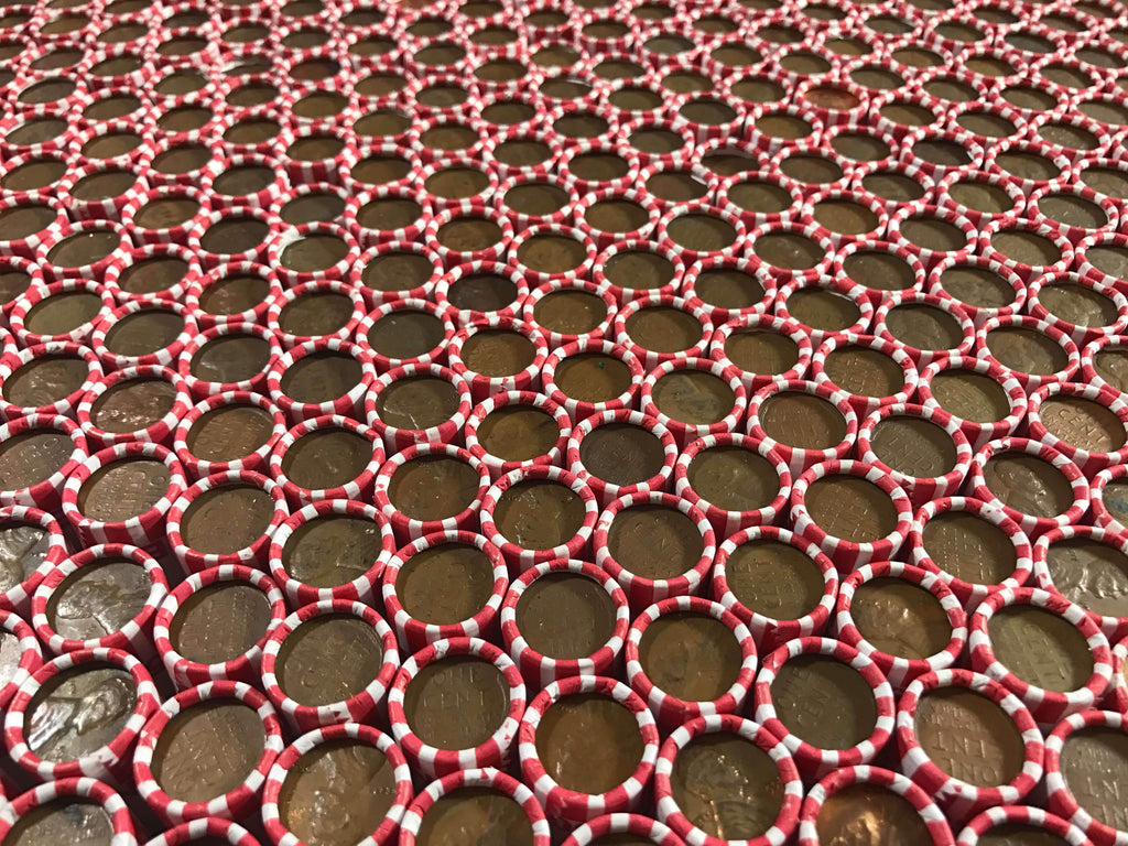 TIGHTLY CRIMPED WHITE BANK WRAPPED ROLLS OF OLD WHEAT PENNIES