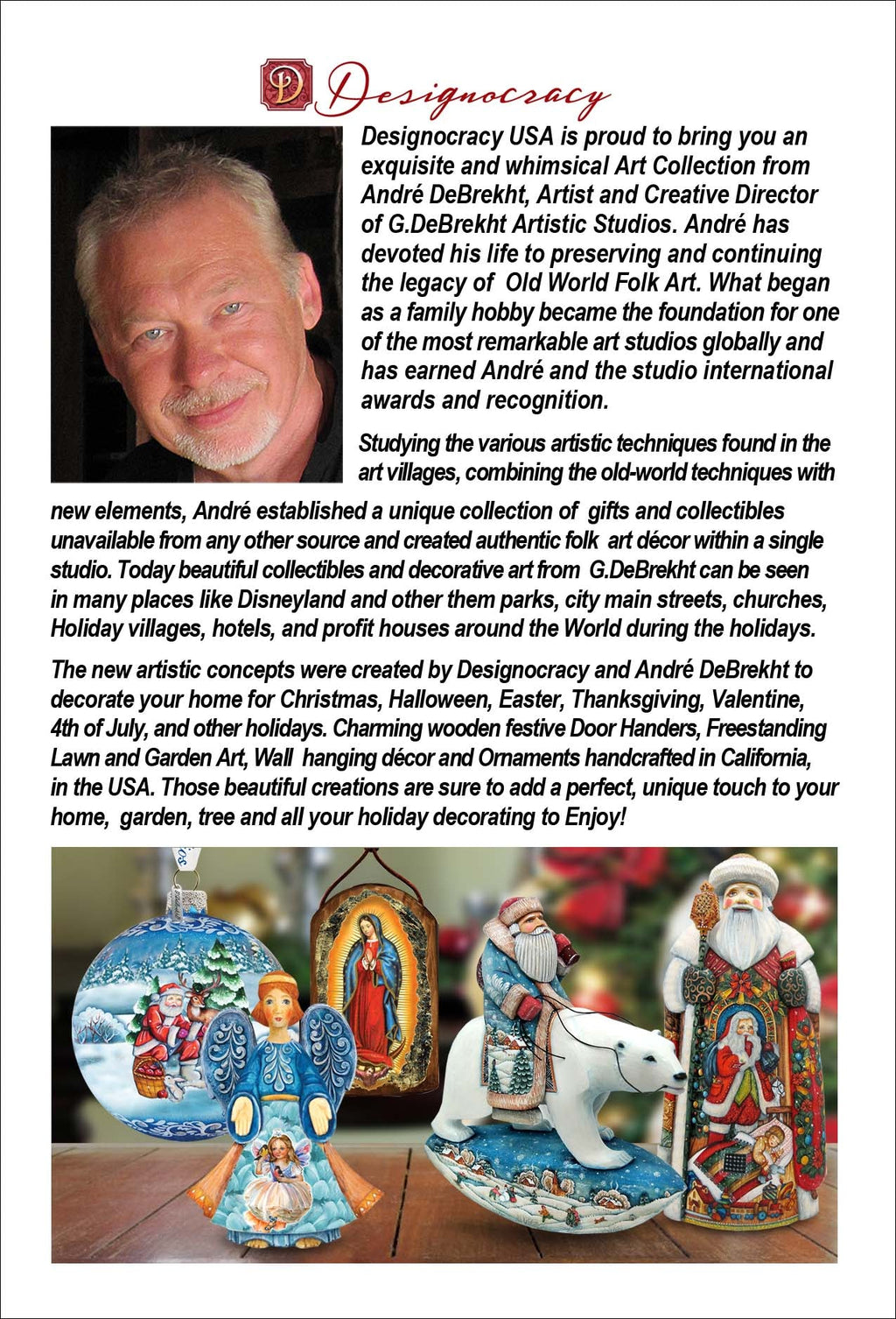 USA American Flag Wreath Holiday Door Decor by G. DeBrekht - American Christmas Decor - 8185302H-USA