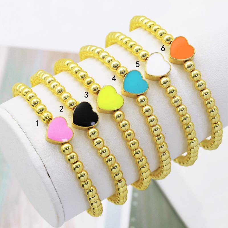 4mm Gold Hematite Heart bracelet, sku#EF149