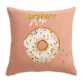 Fennco Styles Cute Embroidered Donut Design Filled Throw Pillow 18" W x 18" L - White Novelty Cushion for Home, Couch, Sofa, Bedroom, Kids Room, Playroom and Office Décor
