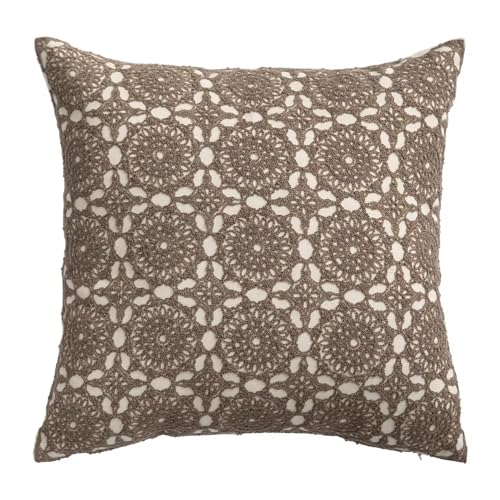 Fennco Styles Embroidered Lace Floral Decorative Filled Lumbar Throw Pillow 12" W X 20" L – White Kaleidoscope Cushion for Couch, Sofa, Bedroom, Office and Living Room Décor