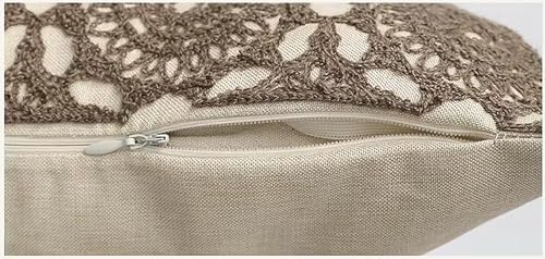 Fennco Styles Embroidered Lace Floral Decorative Filled Lumbar Throw Pillow 12" W X 20" L – White Kaleidoscope Cushion for Couch, Sofa, Bedroom, Office and Living Room Décor
