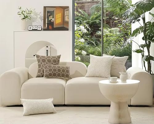 Fennco Styles Embroidered Lace Floral Decorative Filled Lumbar Throw Pillow 12" W X 20" L – White Kaleidoscope Cushion for Couch, Sofa, Bedroom, Office and Living Room Décor