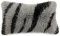 Fennco Styles Zebra Stripe Faux Fur Animal Design Decorative Filled Throw Pillow 18" W x 18" L – Grey Plush Cushion for Couch, Bedroom, Living Room and Office Décor