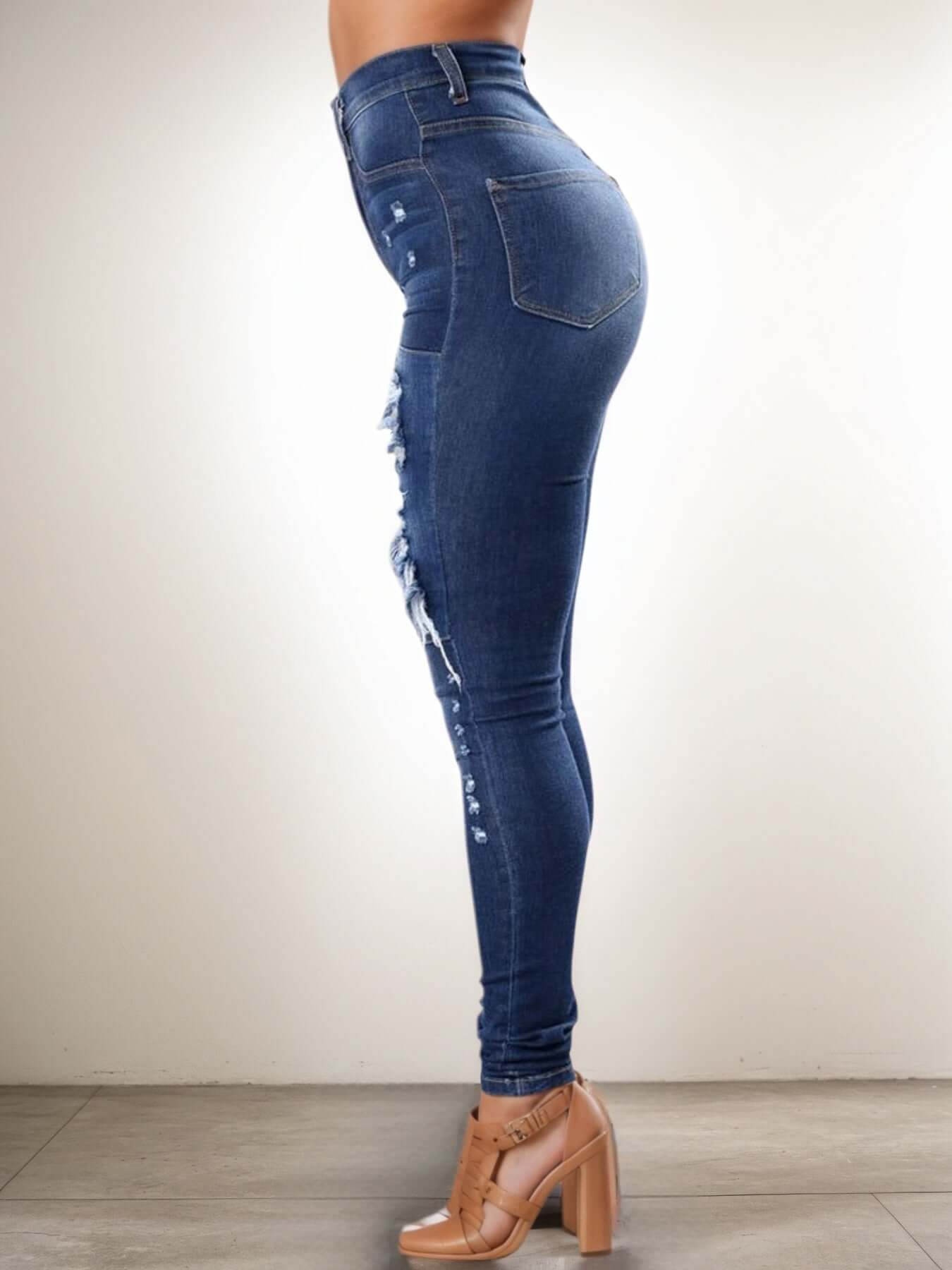 Women's Ripped High Waist Jeans – Trendy Street Style Denim
