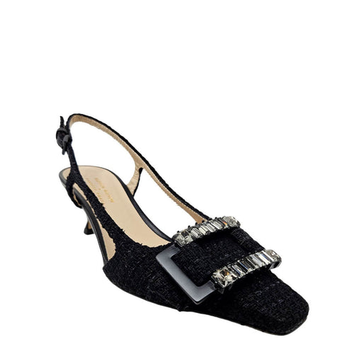 Atena Black Heel Slingback