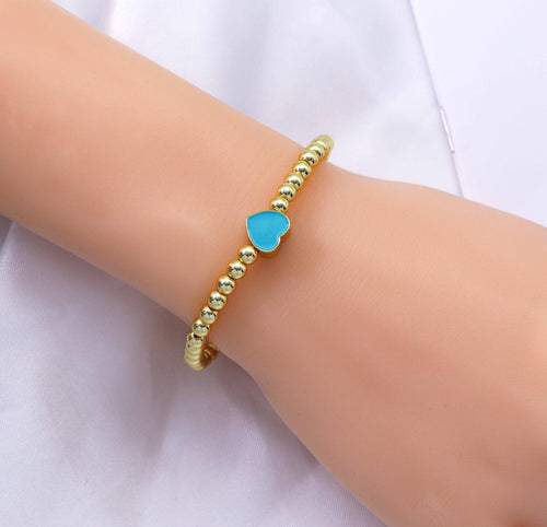 4mm Gold Hematite Heart bracelet, sku#EF149