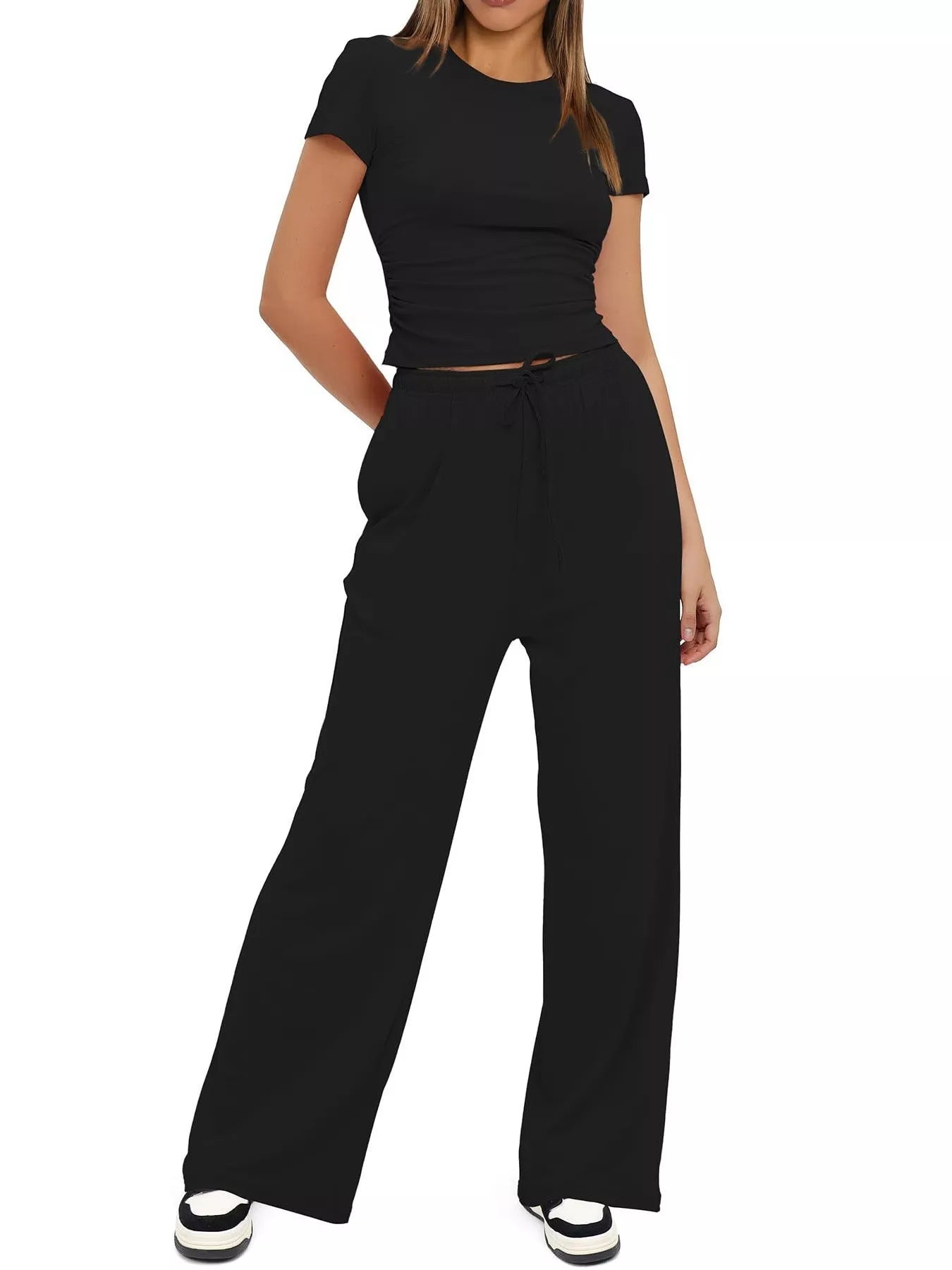 Short Sleeve Top and Drawstring Pants Set