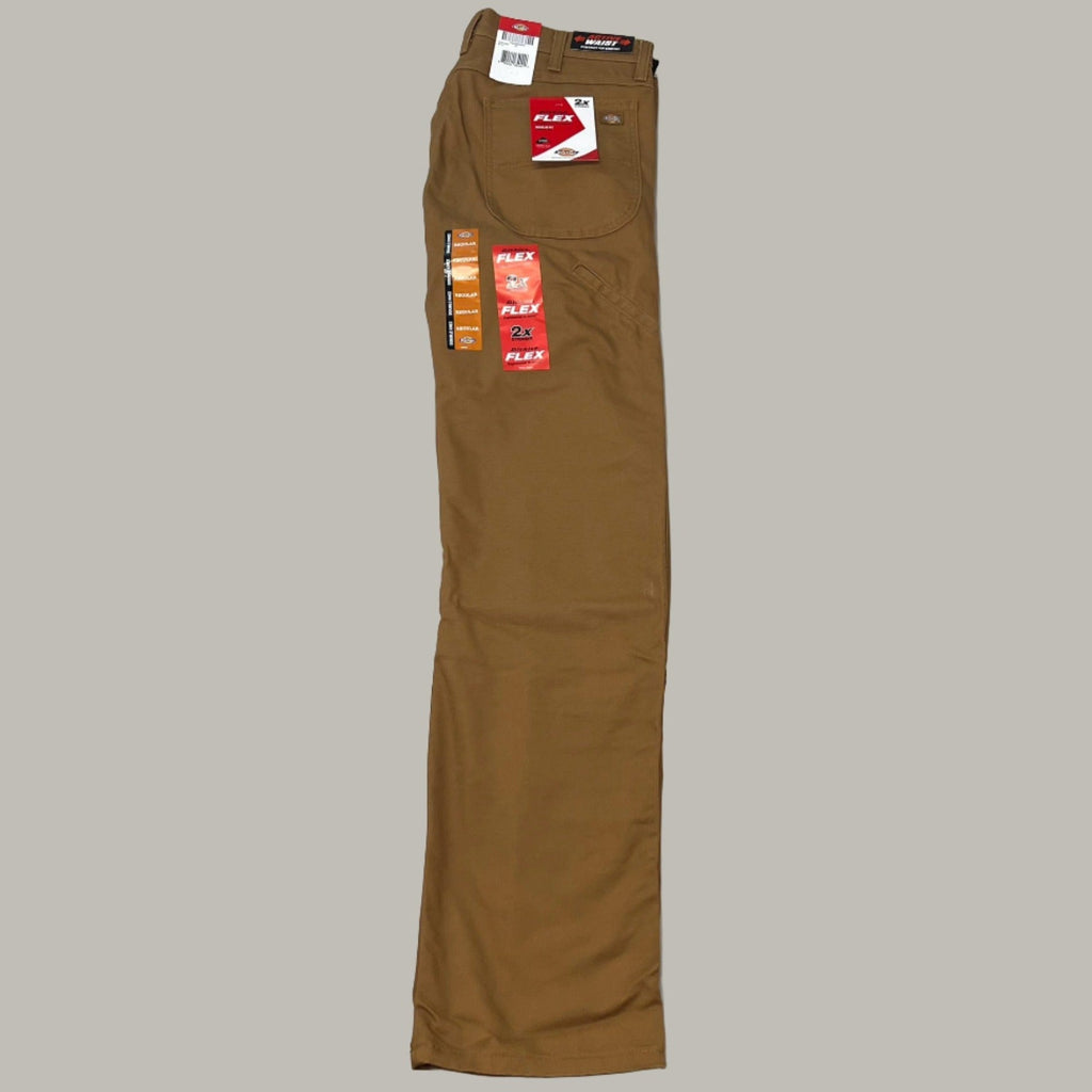 DICKIES Flex Regular Fit Double Knee Pant Men's Sz 42X32 Stonewashed Brown Duck