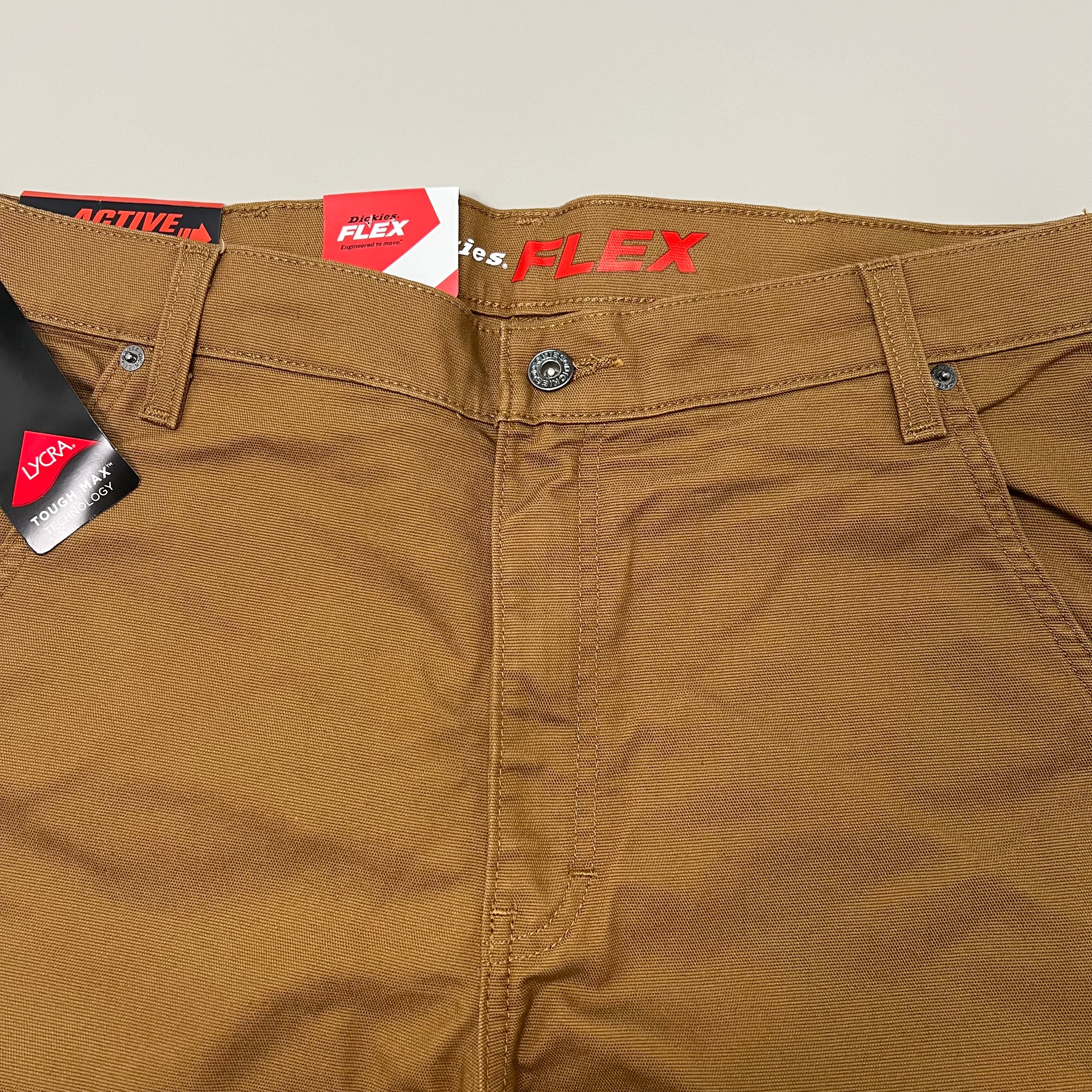 DICKIES Flex Regular Fit Double Knee Pant Men's Sz 42X32 Stonewashed Brown Duck