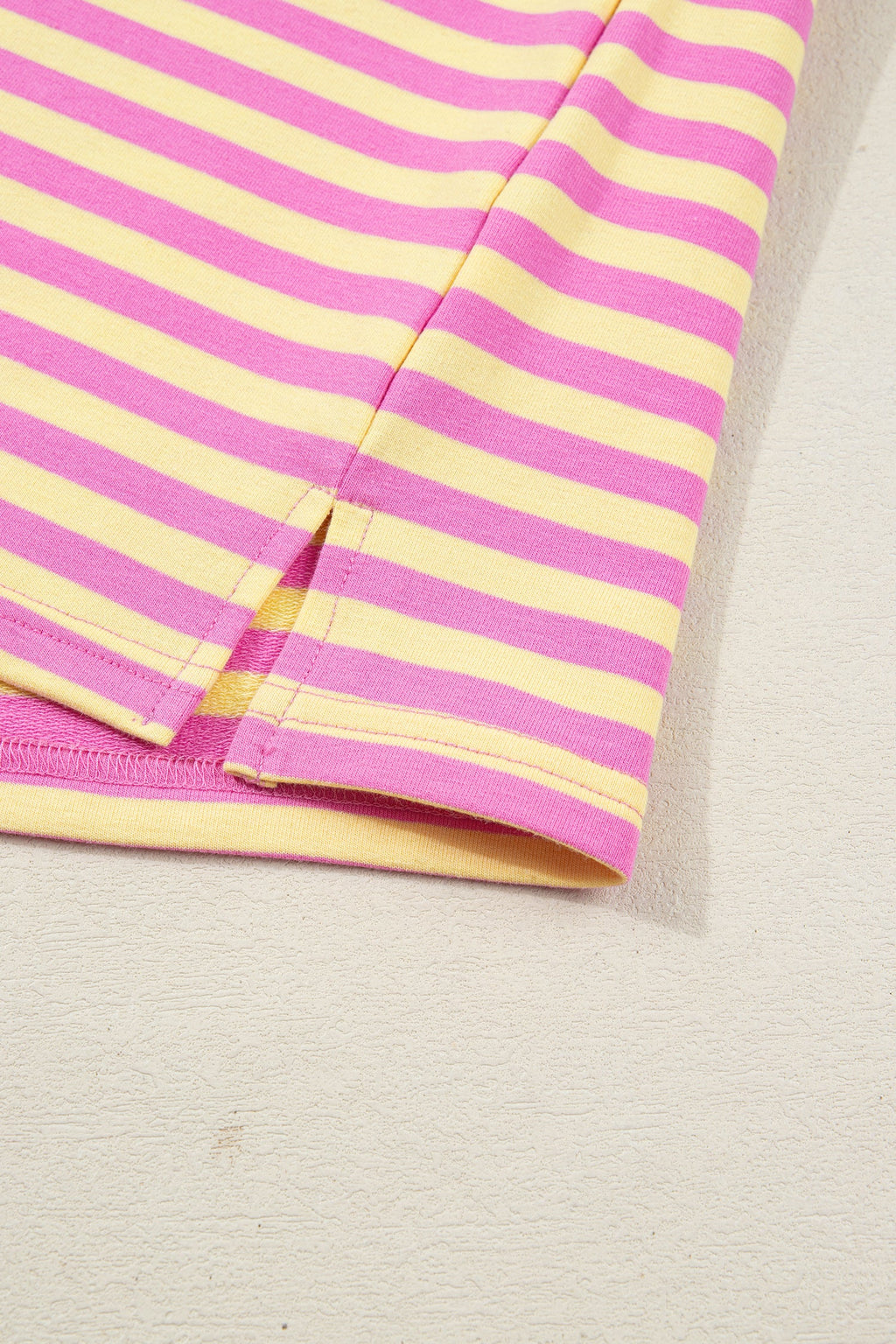 Rose Stripe Drop Shoulder Boxy Casual Terry Short Set