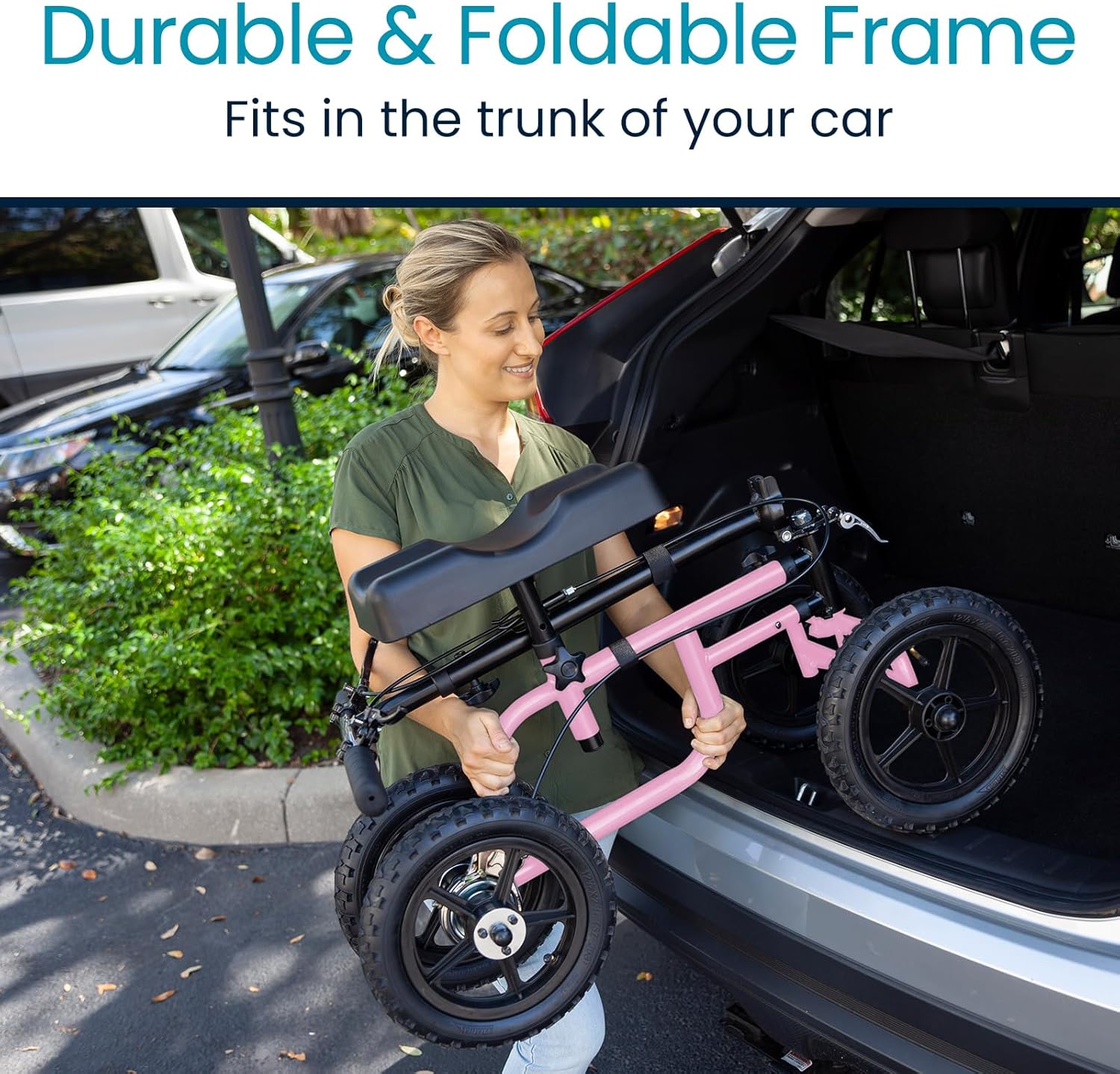 All Terrain Knee Scooter Walker for Foot Injuries - Adult Broken Leg Crutch Cart Roller for Surgery, Broken Foot, Ankle Injury - Kneeling Rolling Steerable Seated Wheel Scooter Aid