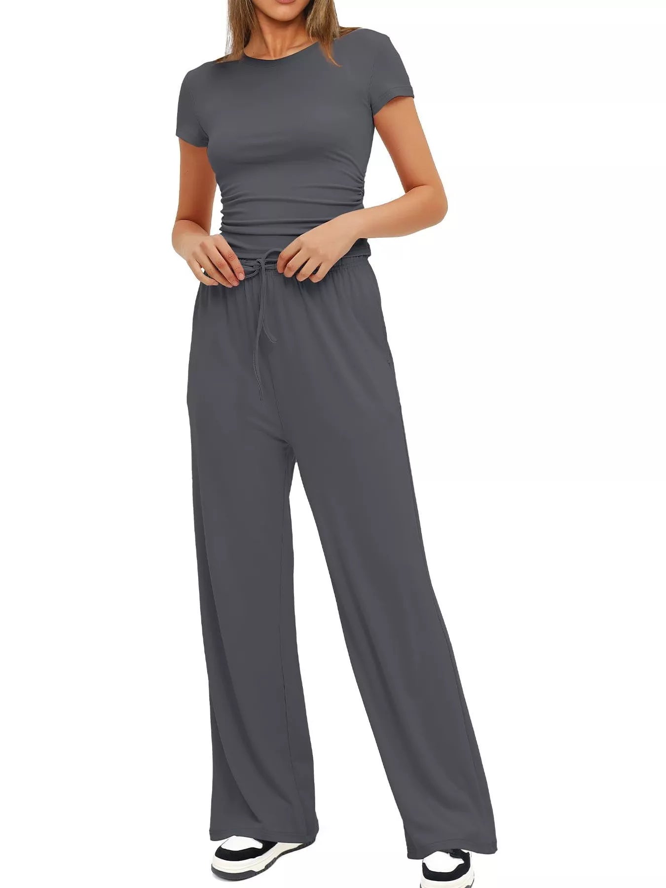 Short Sleeve Top and Drawstring Pants Set