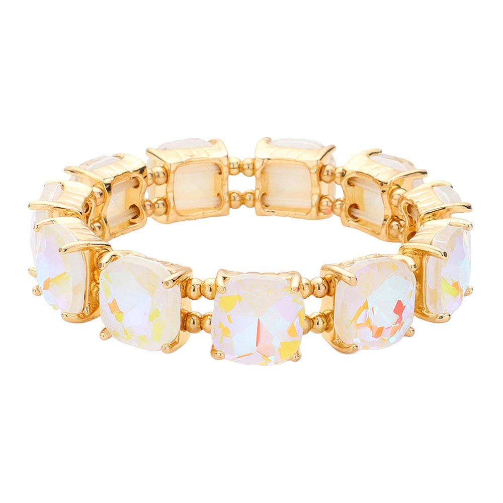 Cushion Square Stone Stretch Evening Bracelet