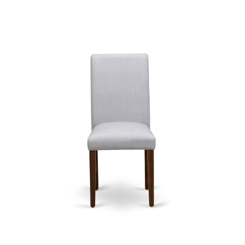 EAST WEST FURNITURE - CNAB7-N8-05 - 7-Pc Modern Dining Set- 6 Parson Dining Chairs and Modern Kitchen Table - Grey Linen Fabric Seat and High Chair Back (Antique Walnut Finish)
