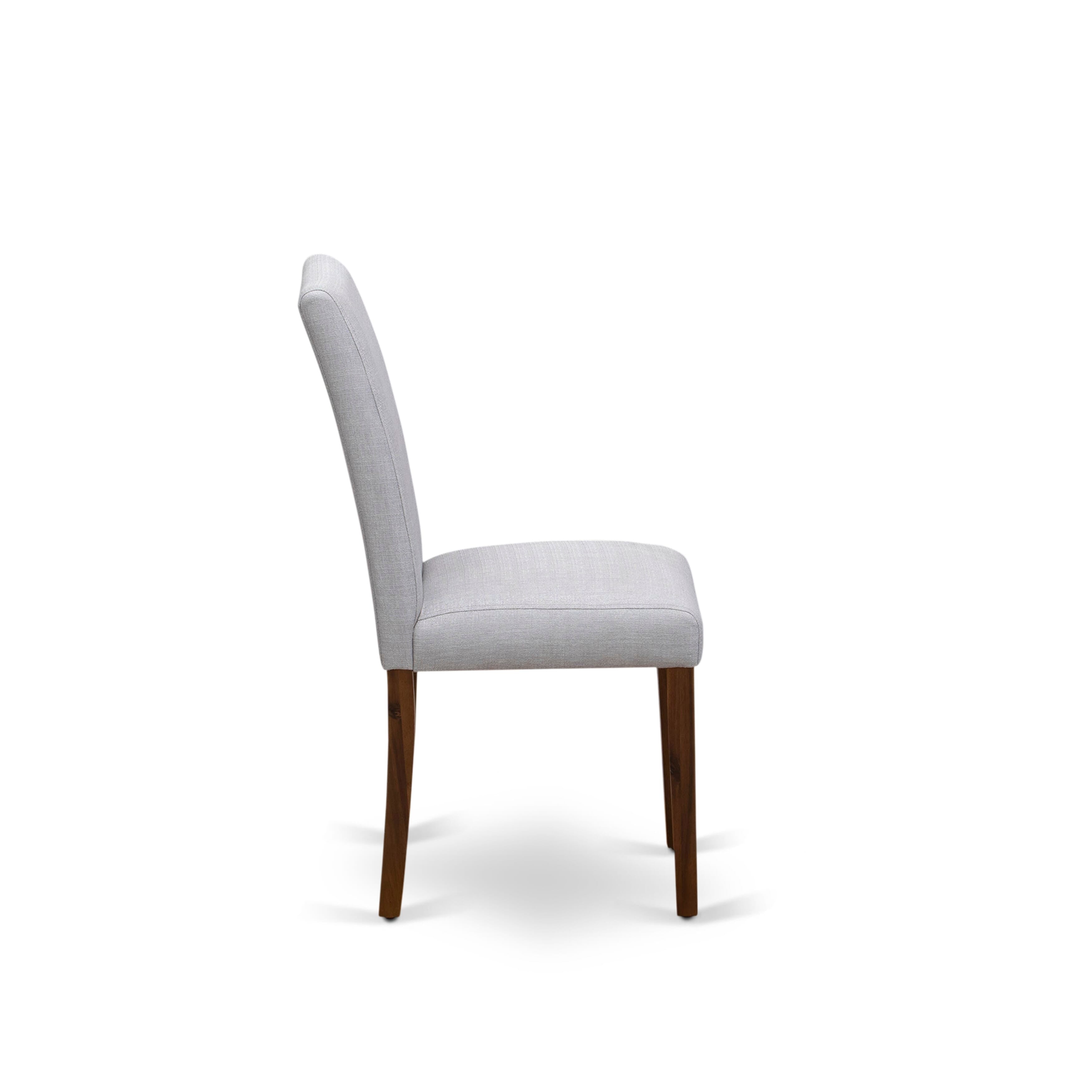 EAST WEST FURNITURE - CNAB5-N8-05 - 5-Pc Modern Dining Table Set- 4 Dining Chairs and Wood Dining Table - Grey Linen Fabric Seat and High Chair Back (Antique Walnut Finish)
