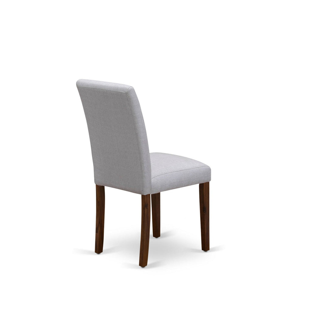 EAST WEST FURNITURE - CNAB7-N8-05 - 7-Pc Modern Dining Set- 6 Parson Dining Chairs and Modern Kitchen Table - Grey Linen Fabric Seat and High Chair Back (Antique Walnut Finish)