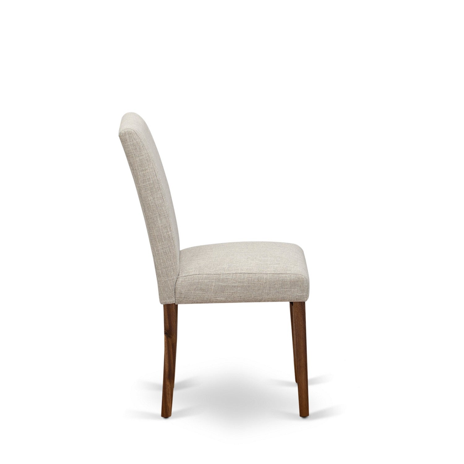 EAST WEST FURNITURE - CNAB7-NN-35 - 7-Pc Dining Room Set- 6 Dining Padded Chairs and dining table - Doeskin Linen Fabric Seat and High Chair Back (Antique Walnut Finish)