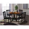 EAST WEST FURNITURE - ANDL5-BLK-W - 5-Pc Kitchen Dining Room Set- 4 Dining Chairs and Kitchen Dining Table - Wooden Seat and Slatted Chair Back (Black Finish)