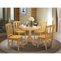 EAST WEST FURNITURE - ANDL5-OAK-W - 5-Pc Dining Room Table Set- 4 Dining Room Chair and dining table - Wooden Seat and Slatted Chair Back - Oak Finish
