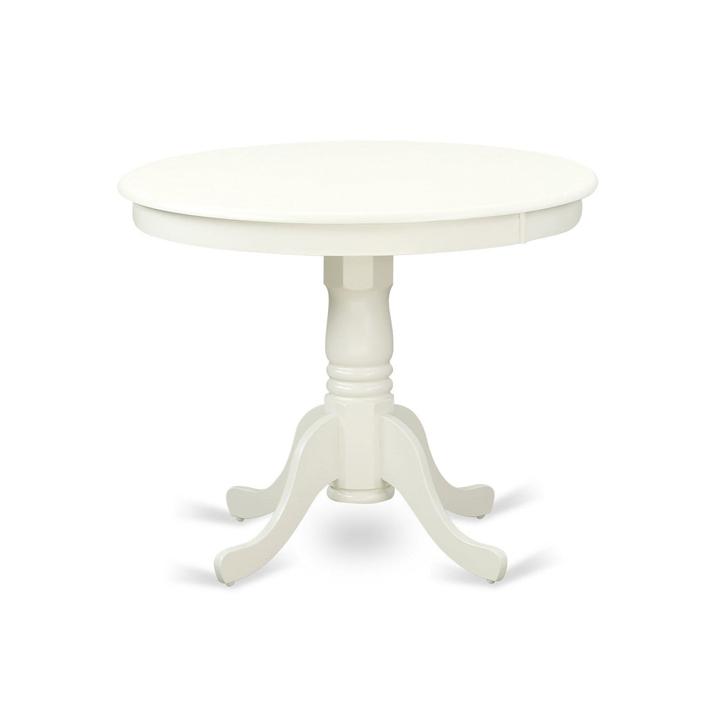 EAST WEST FURNITURE - ANVA3-LWH-W - 3-Pc Kitchen Dining Table Set- 2 Modern dining room chairs and Dining Room Table - Wooden Seat and Slatted Chair Back (linen white Finish)
