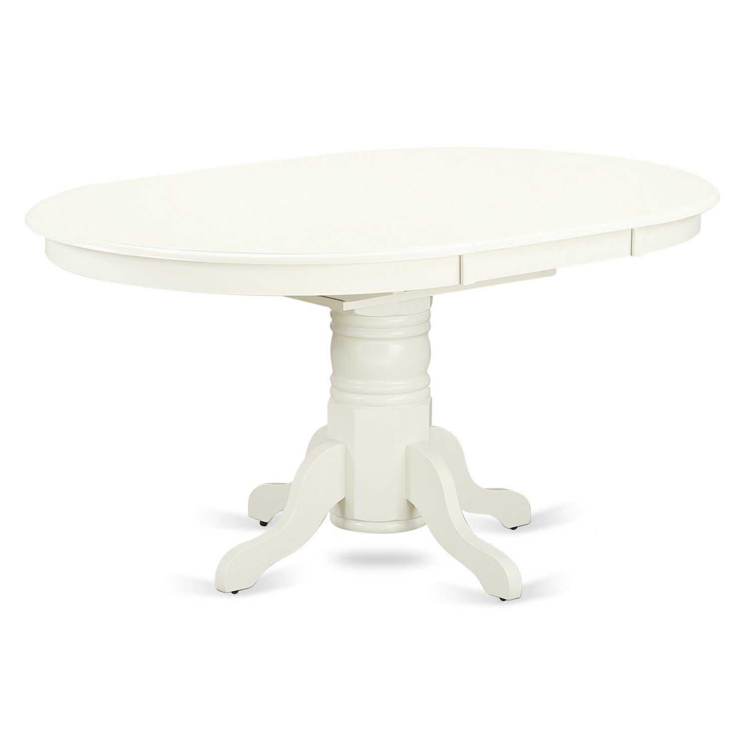 EAST WEST FURNITURE - AVVA5-LWH-W - 5-Piece Modern Dining Set- 4 Mid Century Chair with Wooden Seat and Slatted Chair Back - Removable leaf Oval Dining Table - linen white Finish
