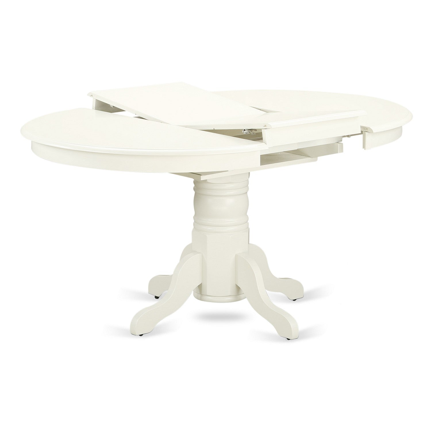 EAST WEST FURNITURE - AVVA7-LWH-C - 7-Piece Dining Table Set- 6 Dining Chairs with Linen Fabric Seat and Slatted Chair Back - Removable leaf Modern Oval Dining Table - linen white Finish