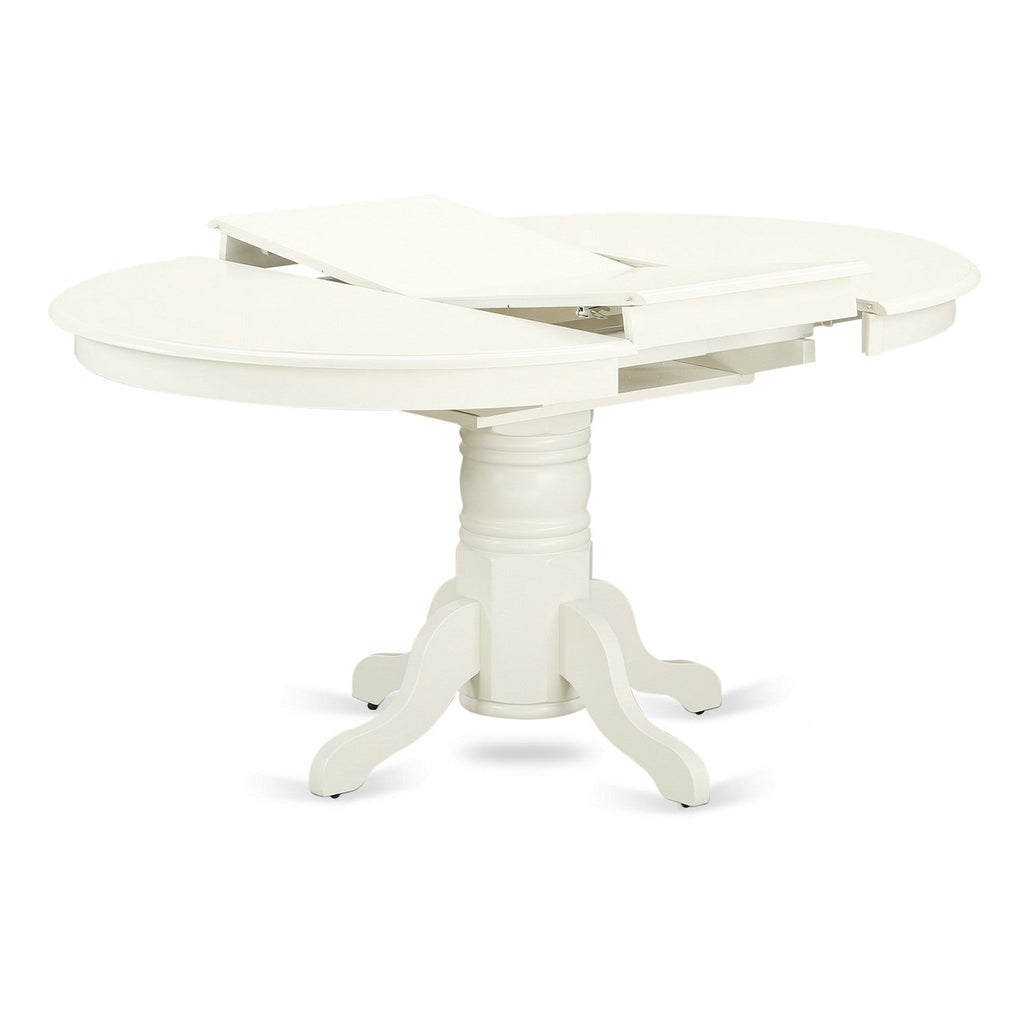 EAST WEST FURNITURE - AVVE7-LWH-15 - 7 Piece Dining Room Table Set - 6 Baby Blue Linen Fabric Dining Room Chairs with High Back and 1 Oval Dining Table - Removable leaf - linen white Finish