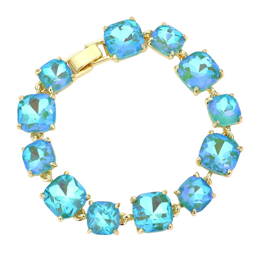Cushion Square Stone Link Evening Bracelet