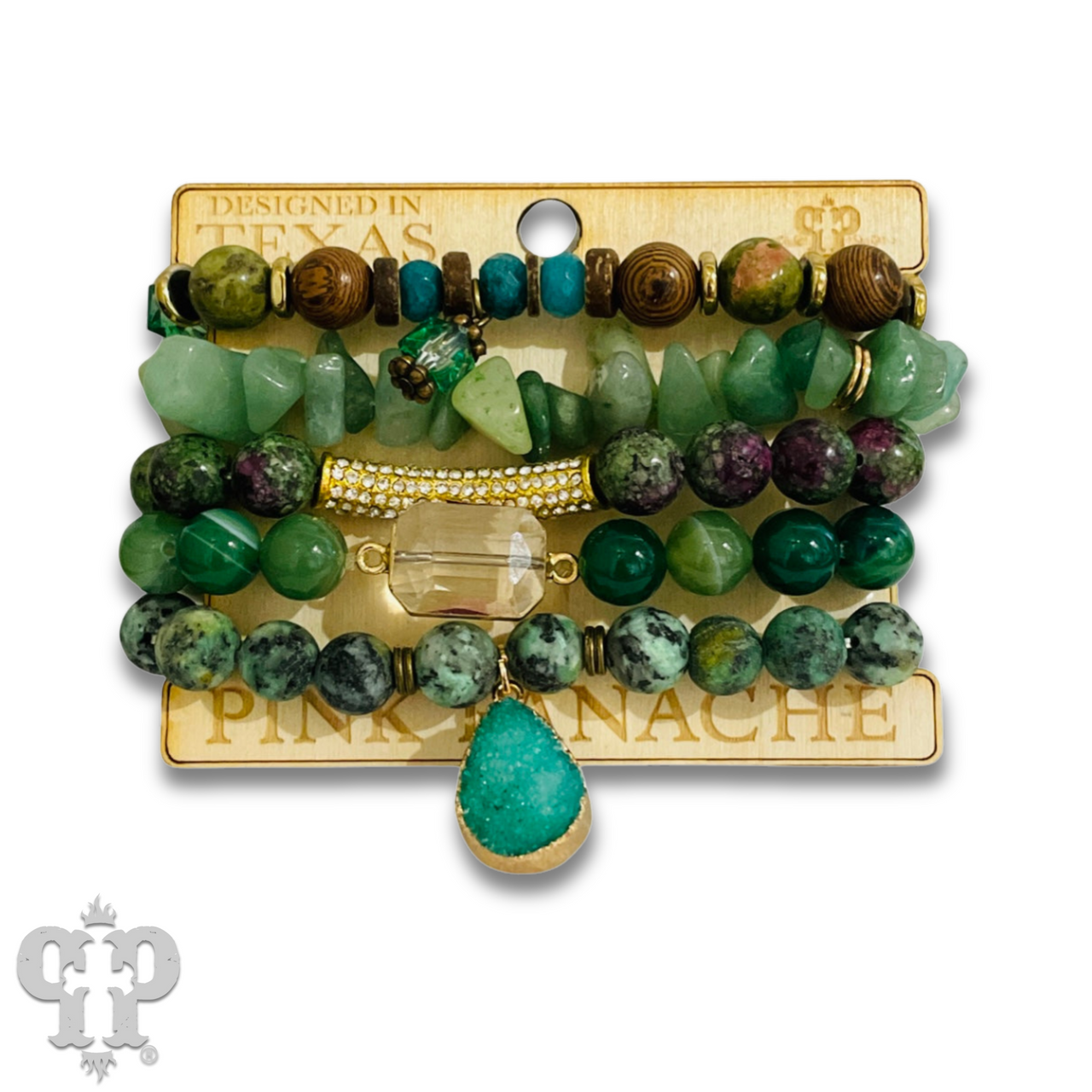 Mixed stone and bead five strand bracelet - LC
