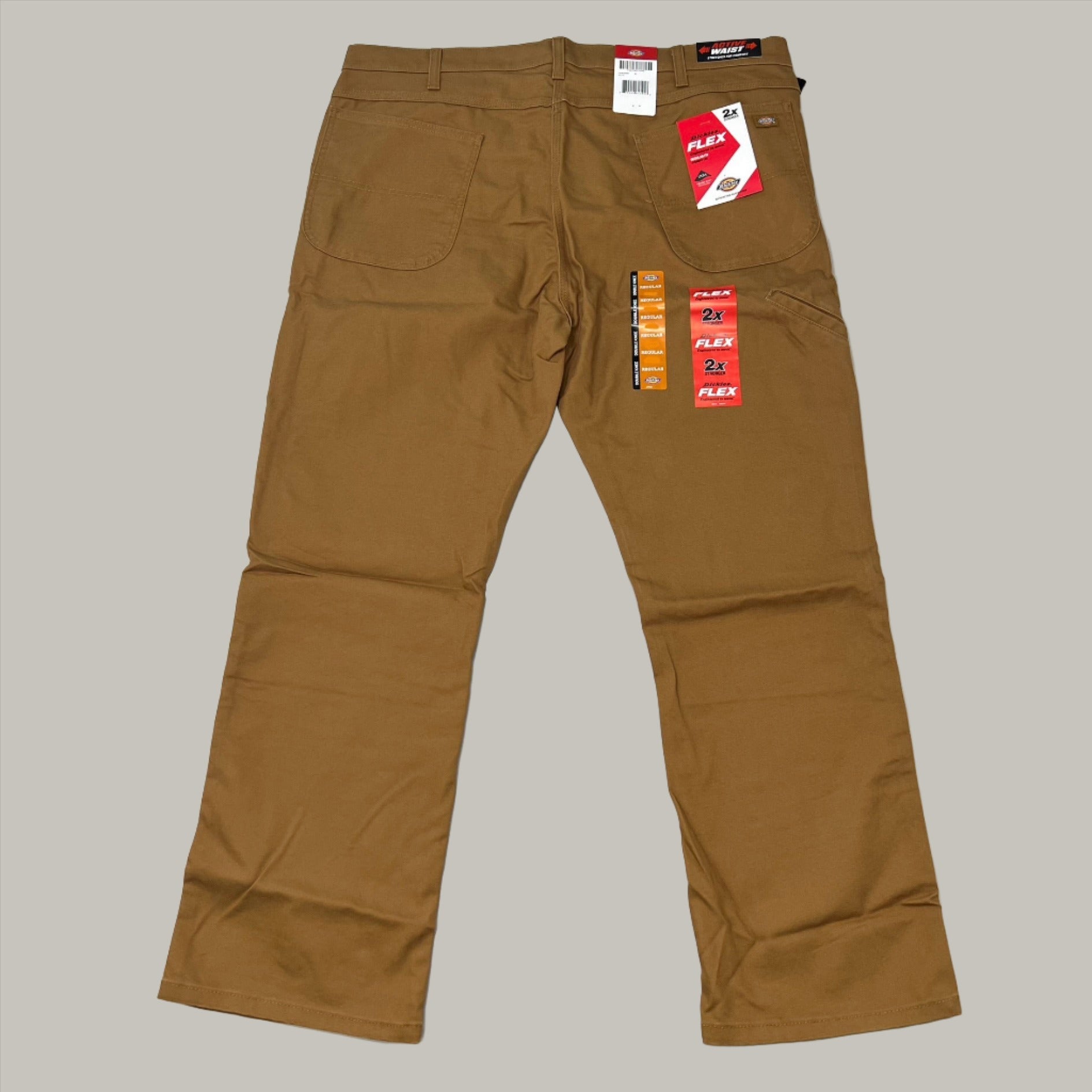 DICKIES Flex Regular Fit Double Knee Pant Men's Sz 42X32 Stonewashed Brown Duck