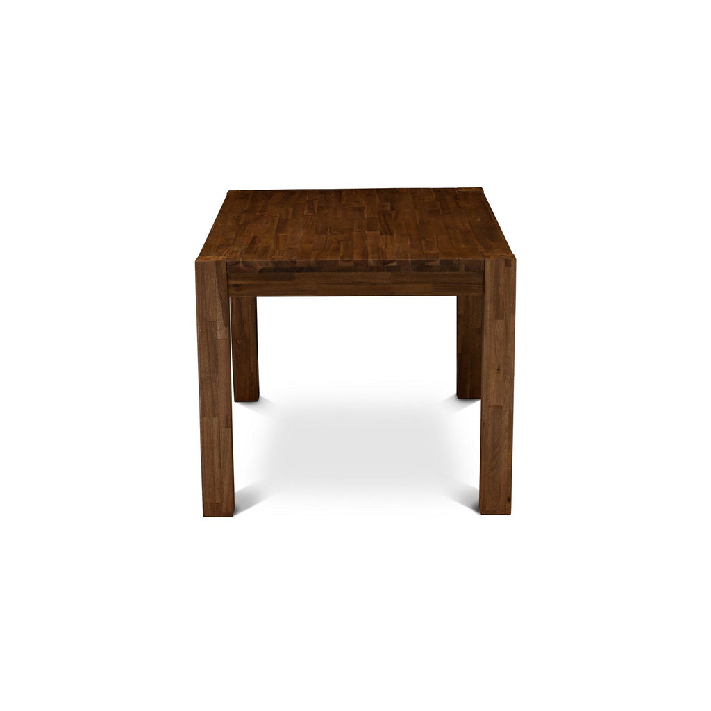 EAST WEST FURNITURE - CNAB7-NN-35 - 7-Pc Dining Room Set- 6 Dining Padded Chairs and dining table - Doeskin Linen Fabric Seat and High Chair Back (Antique Walnut Finish)