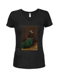 Claude Monet - The Woman in the Green Dress Juniors V Neck T-Shirt