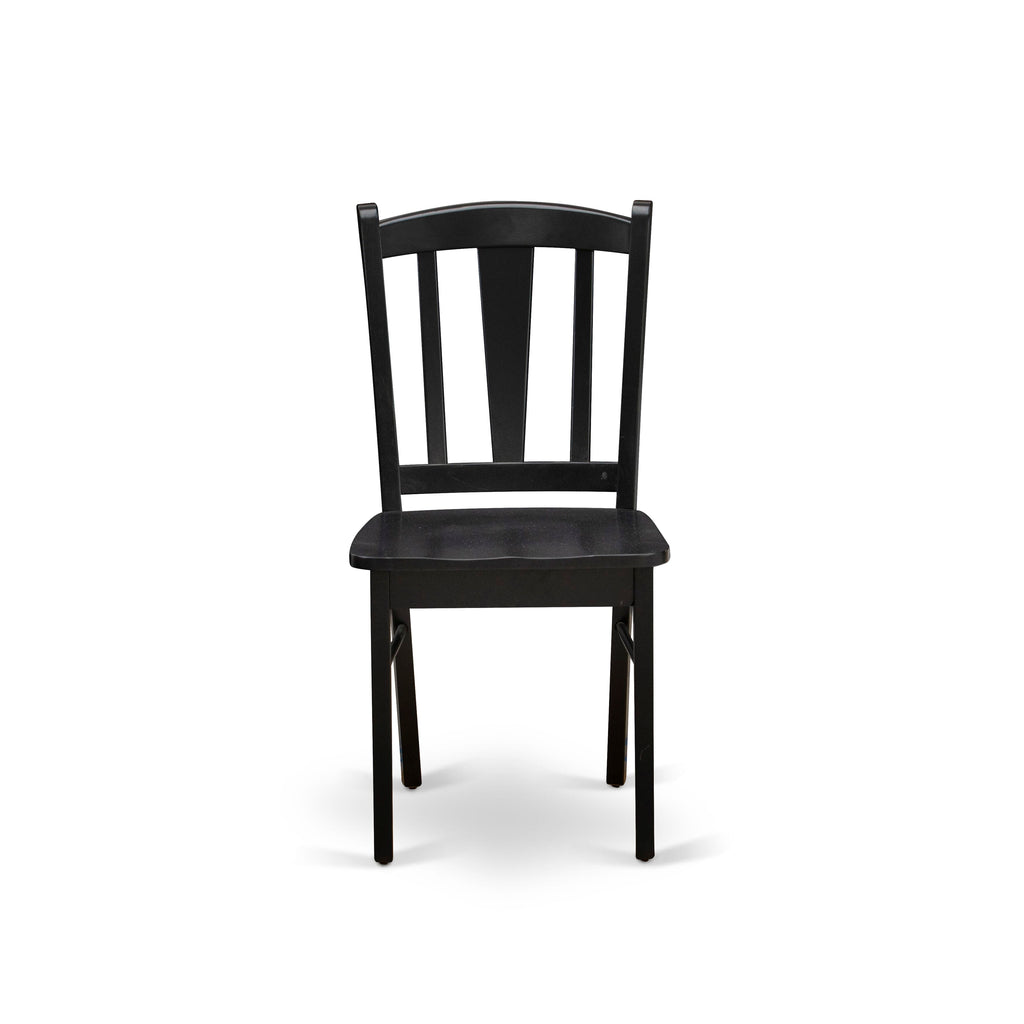 EAST WEST FURNITURE - ANDL5-BLK-W - 5-Pc Kitchen Dining Room Set- 4 Dining Chairs and Kitchen Dining Table - Wooden Seat and Slatted Chair Back (Black Finish)