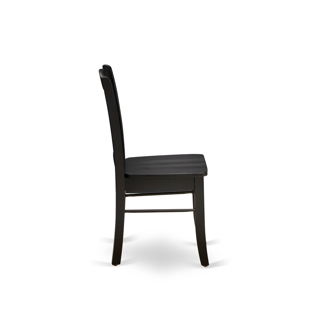 EAST WEST FURNITURE - ANDL5-BLK-W - 5-Pc Kitchen Dining Room Set- 4 Dining Chairs and Kitchen Dining Table - Wooden Seat and Slatted Chair Back (Black Finish)