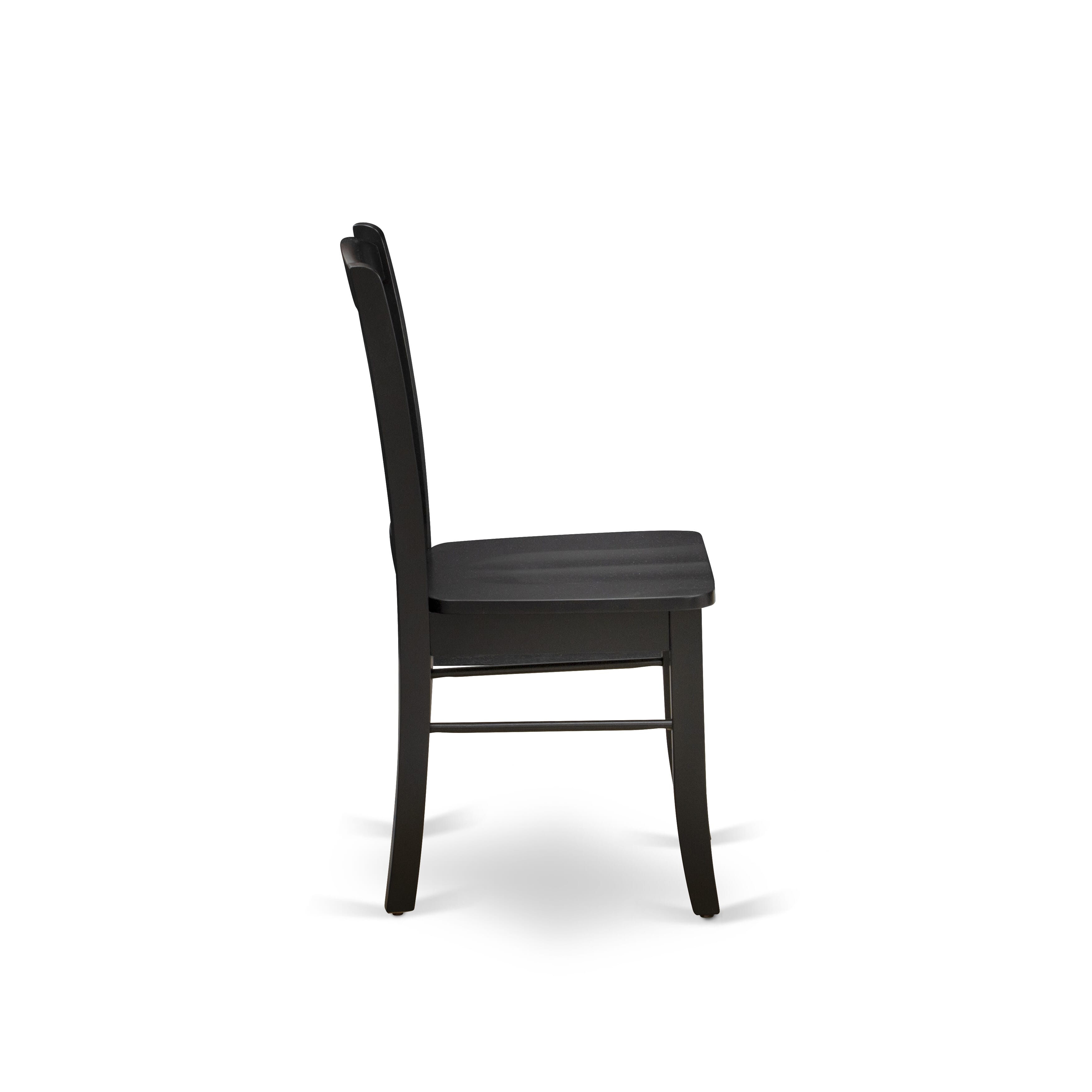 EAST WEST FURNITURE - ANDL5-BLK-W - 5-Pc Kitchen Dining Room Set- 4 Dining Chairs and Kitchen Dining Table - Wooden Seat and Slatted Chair Back (Black Finish)
