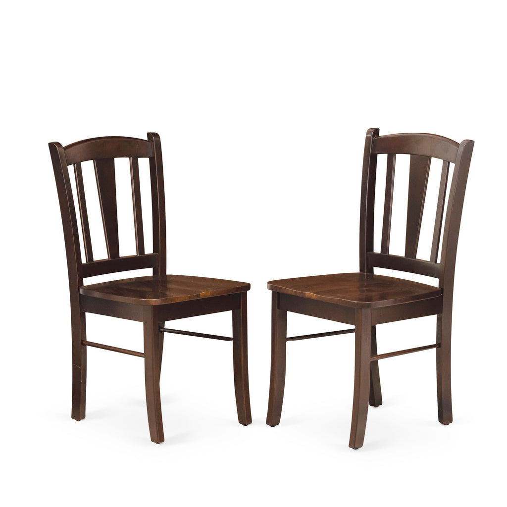 EAST WEST FURNITURE - AMDL5-MAH-W - 5-Piece Modern Dining Set- 4 Dining Chair and Wood Dining Table - Wooden Seat and Slatted Chair Back - Mahogany Finish