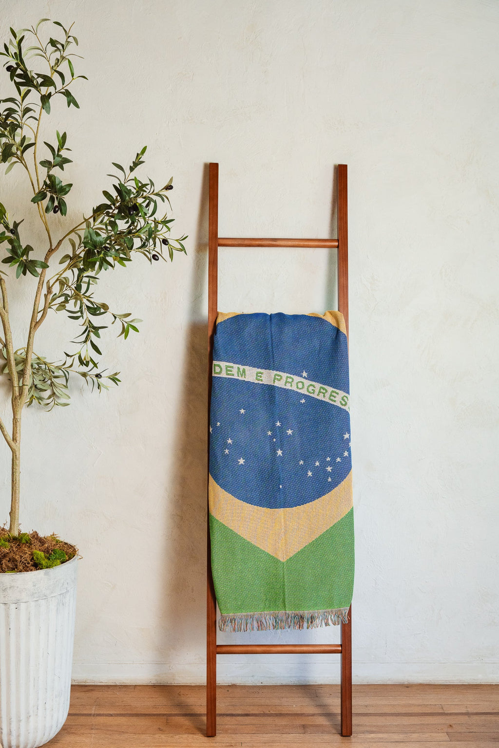 Brazil Flag Woven Throw Blanket