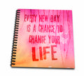 3dRose Andrea Haase Inspirational Typography - Painted Backgrund in Orange and Pink with Motivational Quote - Drawing Book