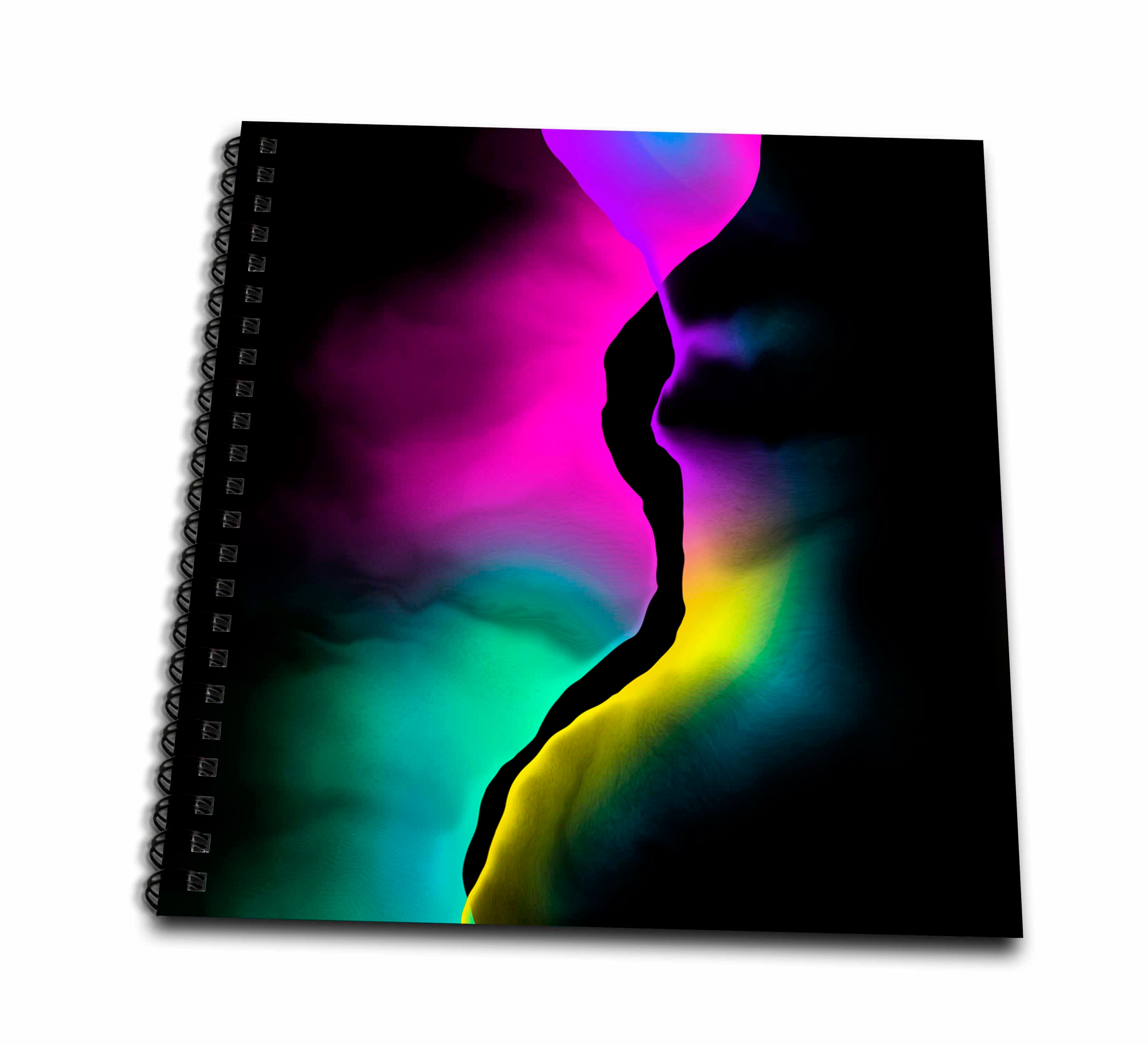 3dRose Surreal Neon Light In Bright Colors On Black - Drawing Books (db_336303)